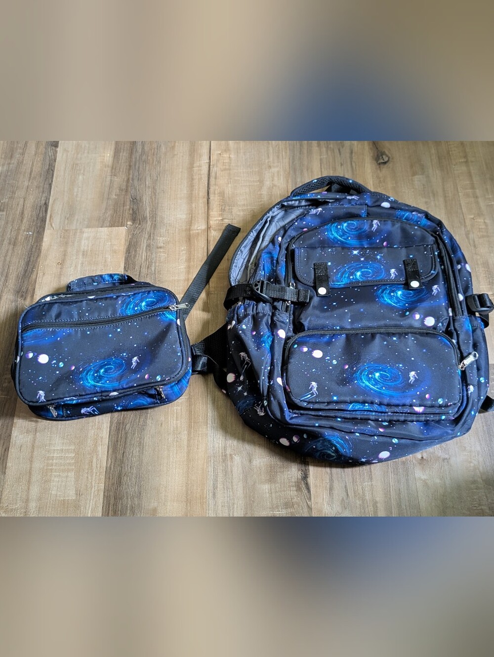 Galaxy backpack and lunchbox